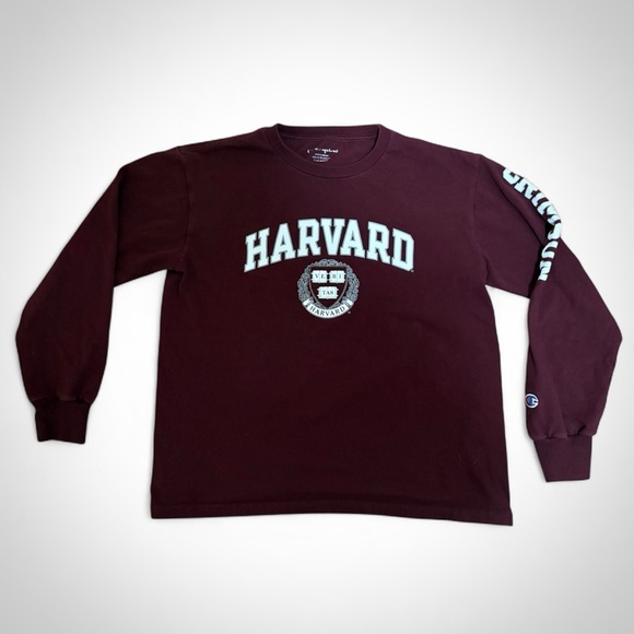 Women's Harvard University Logo 100% Cotton Long Sleeve Crimson T-Shirt - Picture 1 of 6